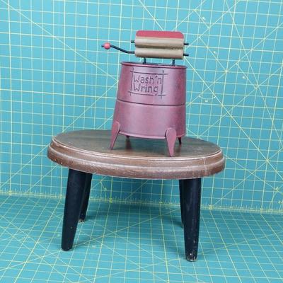 Small Step Stool & Vintage Wash Machine Décor