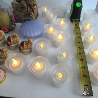 Large Lot of Misc Candles and Battery Op Mini Candle Lights