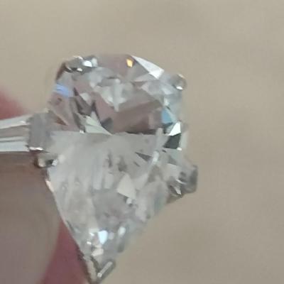 14K White Gold and White Sapphire Ring- Size 4 1/2- Total Weight, Approx 4.5 Grams