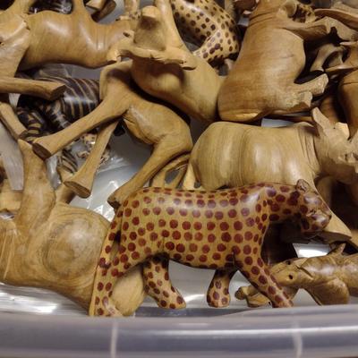 Large Collection of Carved Wooden Animals
