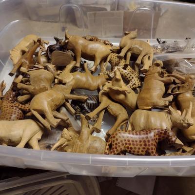 Large Collection of Carved Wooden Animals