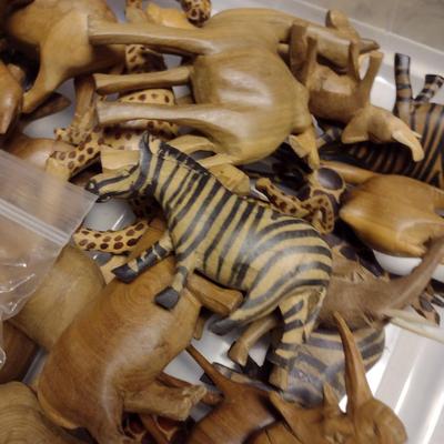 Large Collection of Carved Wooden Animals
