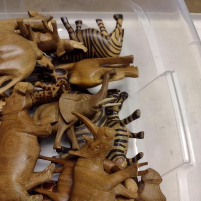 Large Collection of Carved Wooden Animals