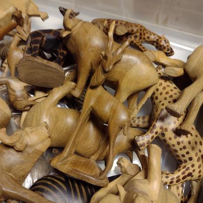 Large Collection of Carved Wooden Animals