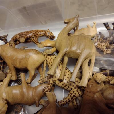 Large Collection of Carved Wooden Animals