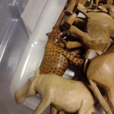 Large Collection of Carved Wooden Animals