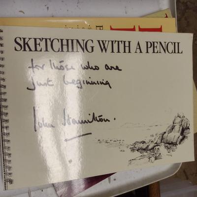 Collection of Artist's Supplies- Instructional Books, Sketch Pads, Pencils