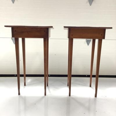 1003 Pair of Custom Made Oak and Cherry Tables from 1920's Easton High School Wood