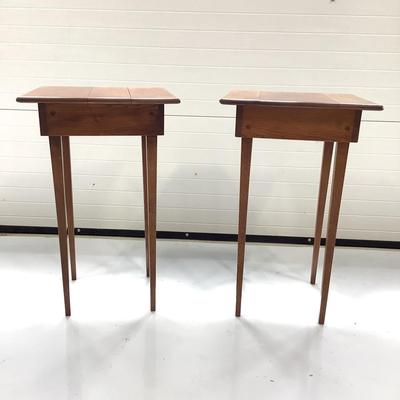 1003 Pair of Custom Made Oak and Cherry Tables from 1920's Easton High School Wood