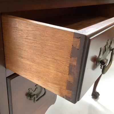 1004 Antique Boston's Charak Furniture Co Chippendale Ladies Writing Desk with Mahogany Wall Mirror