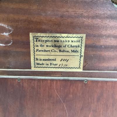 1004 Antique Boston's Charak Furniture Co Chippendale Ladies Writing Desk with Mahogany Wall Mirror