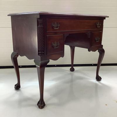 1004 Antique Boston's Charak Furniture Co Chippendale Ladies Writing Desk with Mahogany Wall Mirror