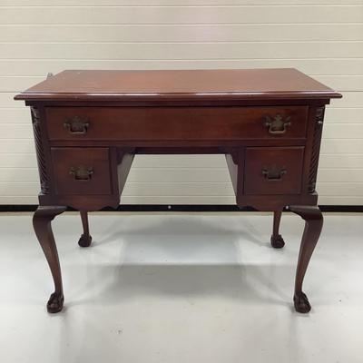 1004 Antique Boston's Charak Furniture Co Chippendale Ladies Writing Desk with Mahogany Wall Mirror