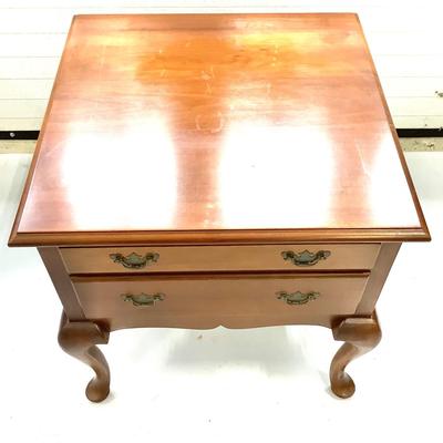 1005 Pair of Suters Cherry Queen Anne Two Drawer Endtables