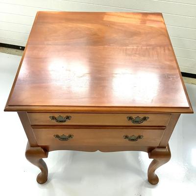 1005 Pair of Suters Cherry Queen Anne Two Drawer Endtables