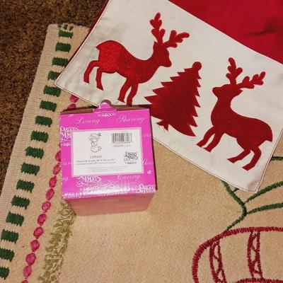 CHRISTMAS THROW RUGS AND BLANKET PLUS OTHER DECORATIONS