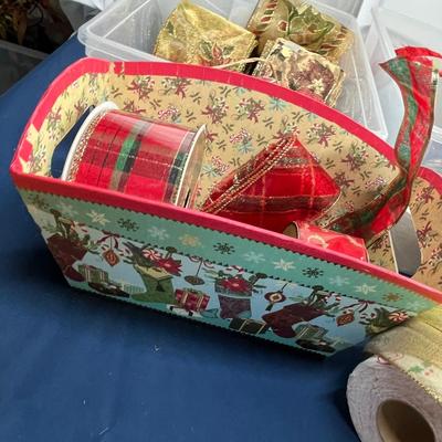Two totes of ribbon