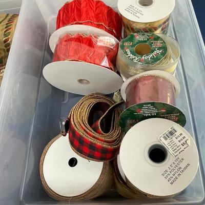 Two totes of ribbon