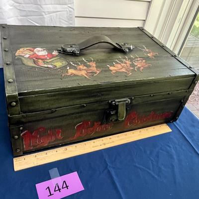 Antique trunk painted Christmas