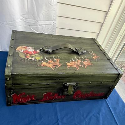 Antique trunk painted Christmas