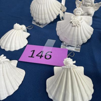 Porcelain sea shell angel ornaments