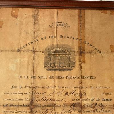 Antique Lieutenant Commission Document GA