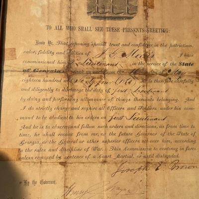 Antique Lieutenant Commission Document GA