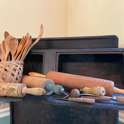 Vintage Rolling Pins and Wooden Kitchen Utensils