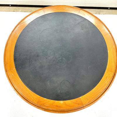 1013 Vintage Hammary Leather Top Round End Table