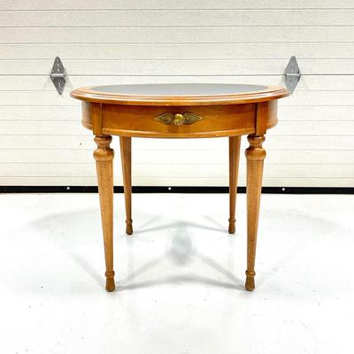 1013 Vintage Hammary Leather Top Round End Table