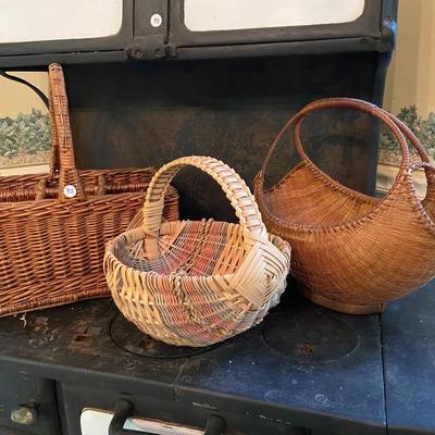 Lot of Three Assorted Woven Baskets