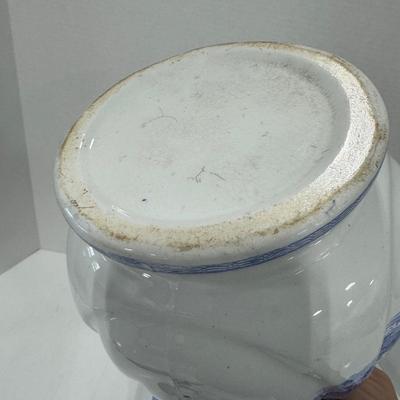 1018 Blue and White Ironstone Scenic Pitcher and Bowl Set