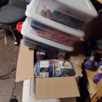 Large Collection of Yarn and Knitting Supplies