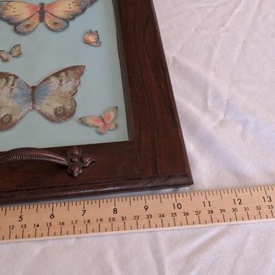 Frame Butterfly Tray Glass Wood