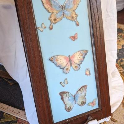 Frame Butterfly Tray Glass Wood