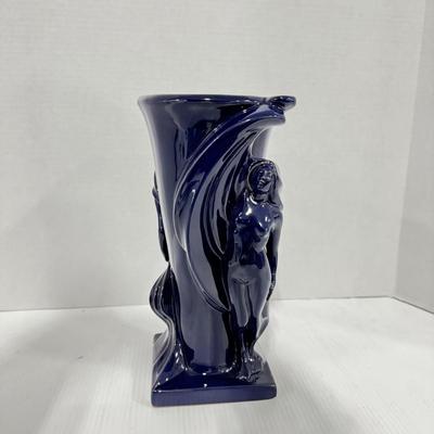 1021 Frankoma Blue Art Pottery Vase Designed by Gerald Smith