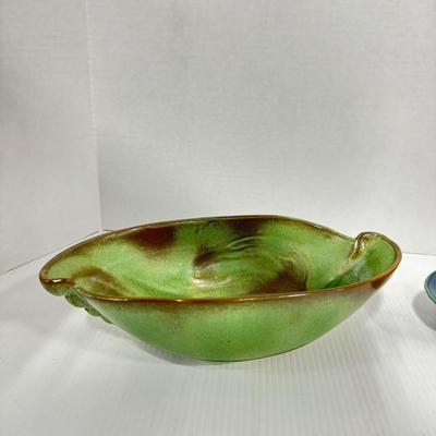 1023 Frankoma Green Bowl and Blue Cornucopia