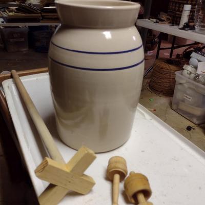 Martinez Pottery (Marshall, TX) Butter Crock with Plunger and Butter Molds