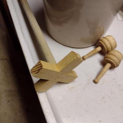 Martinez Pottery (Marshall, TX) Butter Crock with Plunger and Butter Molds