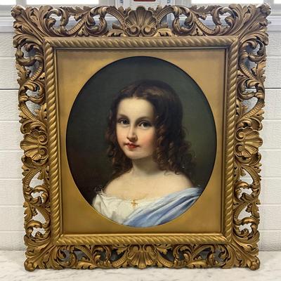 1024 Antique Original Oil Portrait in Gold Gilt Frame
