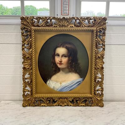 1024 Antique Original Oil Portrait in Gold Gilt Frame