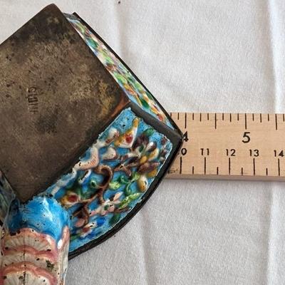 Antique Chinese Enamel Cloisonne Metal Silk Iron