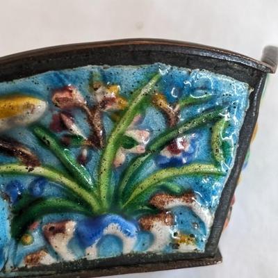 Antique Chinese Enamel Cloisonne Metal Silk Iron