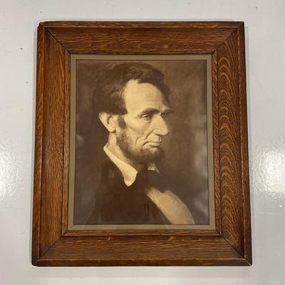 1026 Large Framed Abraham Lincoln Print in Oak Frame