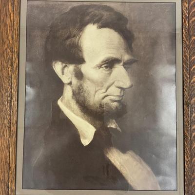1026 Large Framed Abraham Lincoln Print in Oak Frame
