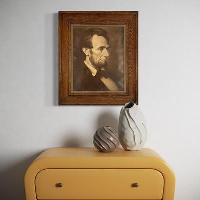 1026 Large Framed Abraham Lincoln Print in Oak Frame