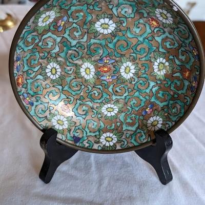 Vintage Andrea Decorative Plate Japanese Porcelain Ware with Display Stand