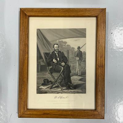 1029 Lot of Ulysses Grant Portraits, Civil War Map, Quilt from War