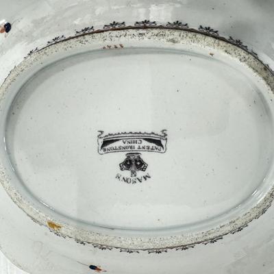 1030 Pair of Antique Mason's Ironstone Handled Platters
