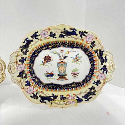1030 Pair of Antique Mason's Ironstone Handled Platters